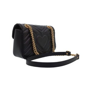 Gucci Quilted Marmont Bag Chain Black GG Shoulder